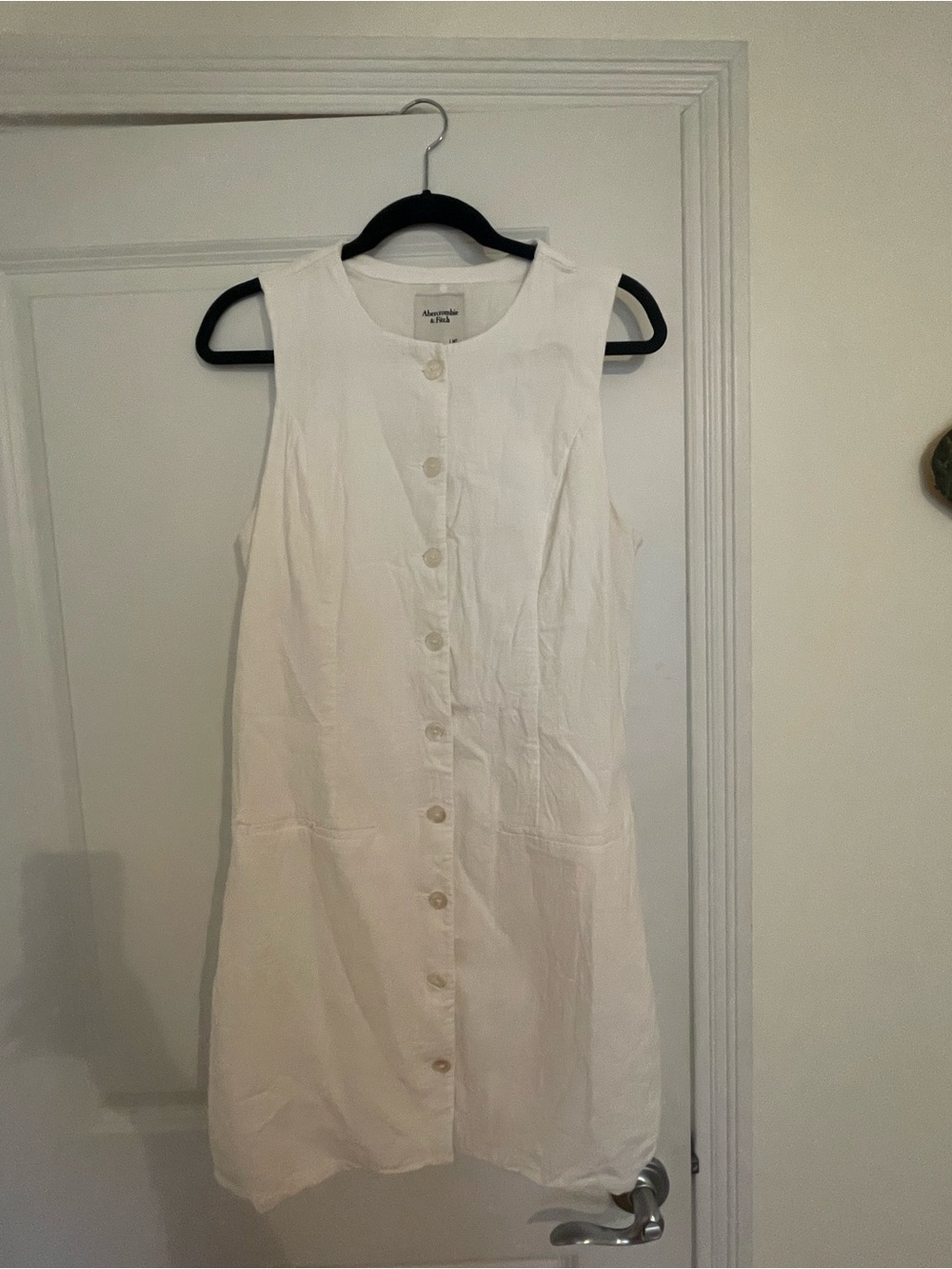 Abercrombie Button-Front White Linen Dress